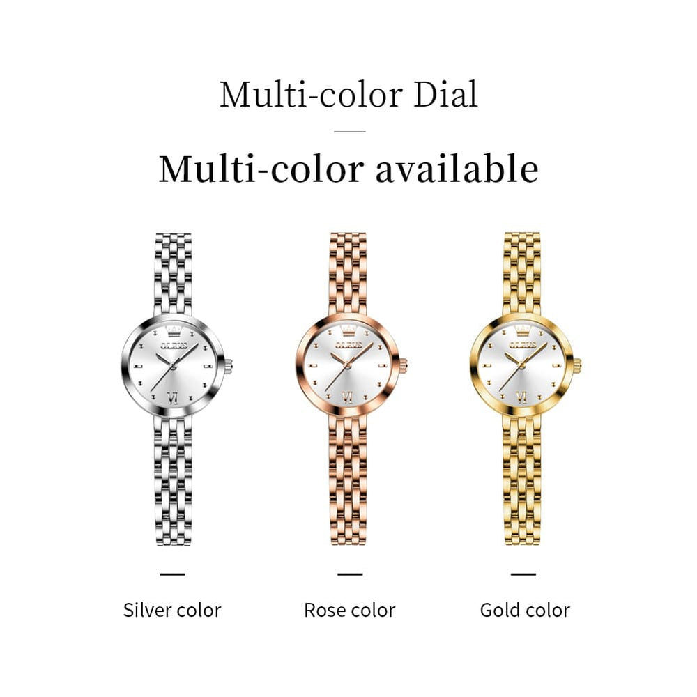 OLEVS 9992 Petite Minimalist Jewelry Bracelet Watch for Women - Rose Gold White Watch | Olevs Watch Store
