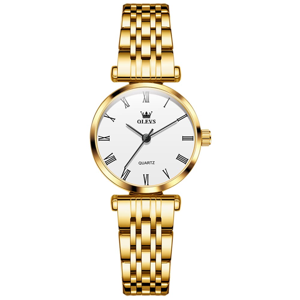 OLEVS Couple Watch Ultra Slim Roman Numerals Stainless Steel Quartz 5592 - Women - Rose Gold Watch | Olevs Watch Store
