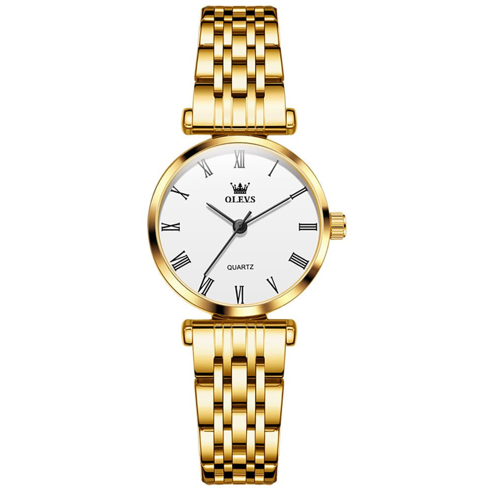 OLEVS Couple Watch Ultra Slim Roman Numerals Stainless Steel Quartz 5592 - Women - Rose Gold Watch | Olevs Watch Store