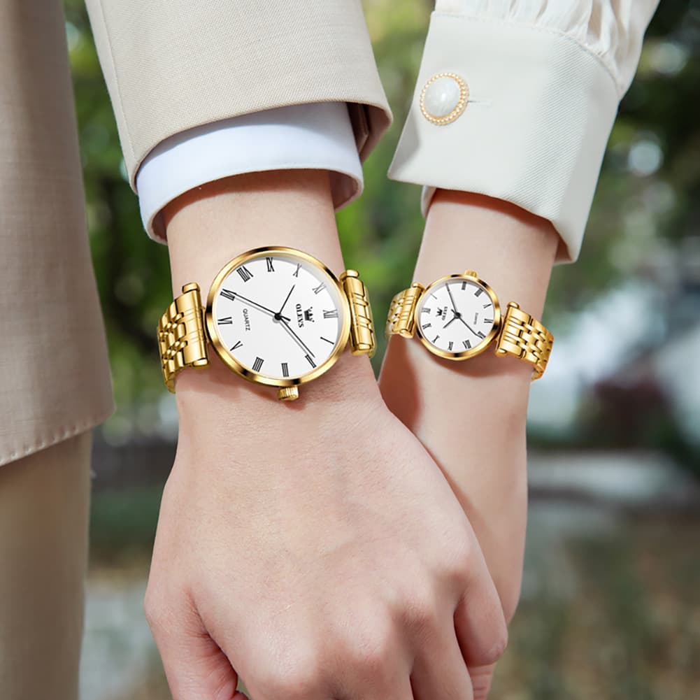 OLEVS Couple Watch Ultra Slim Roman Numerals Stainless Steel Quartz 5592 - Women - Rose Gold Watch | Olevs Watch Store