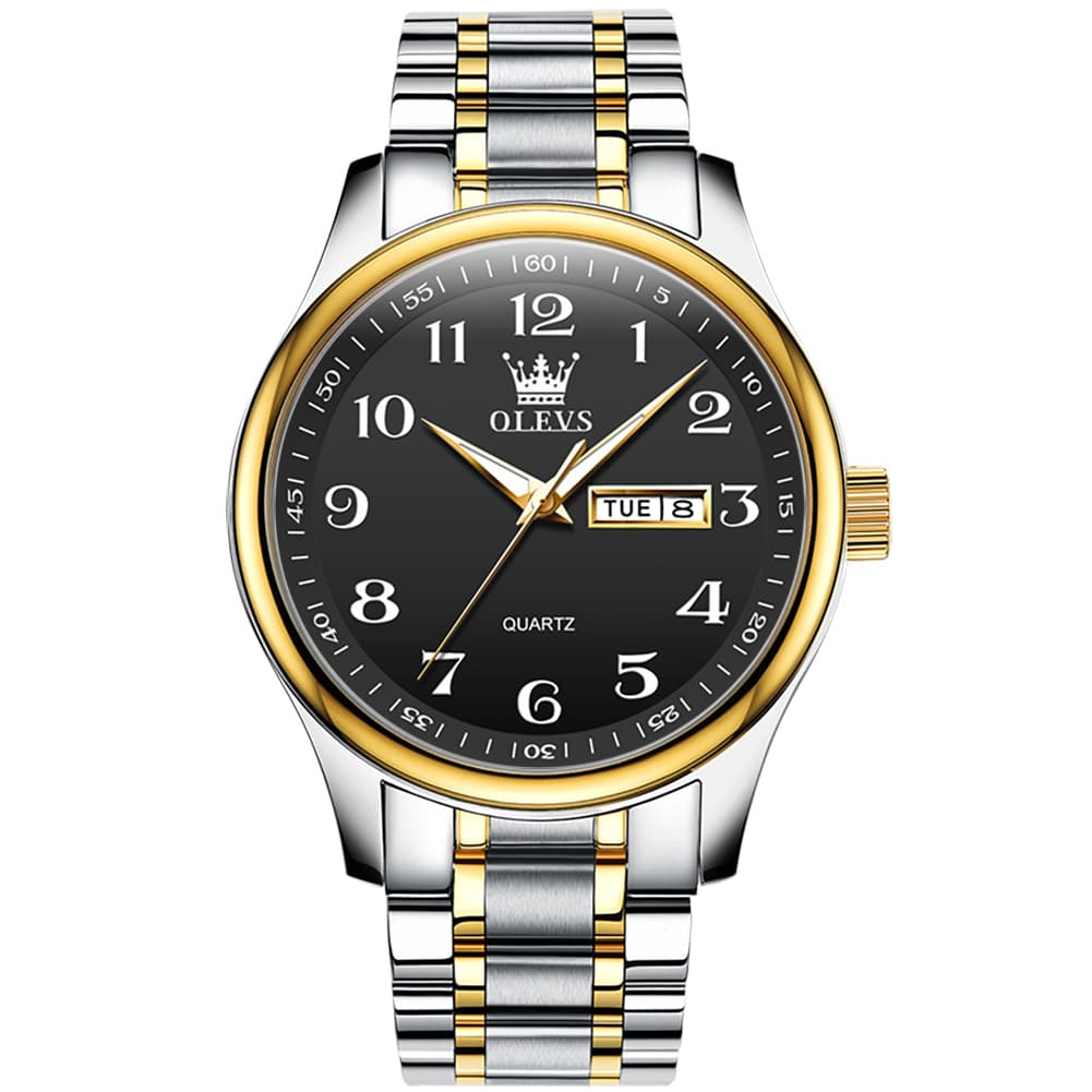 OLEVS Men and Women Couple Watch Stainless Steel Quartz Day Date Arabic Numerals 5567 - Olevs Watch Store