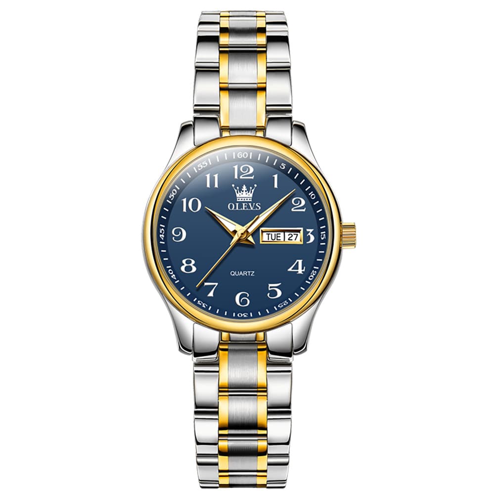 OLEVS Men and Women Couple Watch Stainless Steel Quartz Day Date Arabic Numerals 5567 - Olevs Watch Store