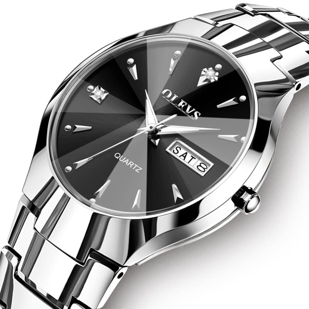 OLEVS Tungsten Steel Ultra Thin Day Date Couple Watch 8697 for Men and Women - Women All Gold Watch | Olevs Watch Store